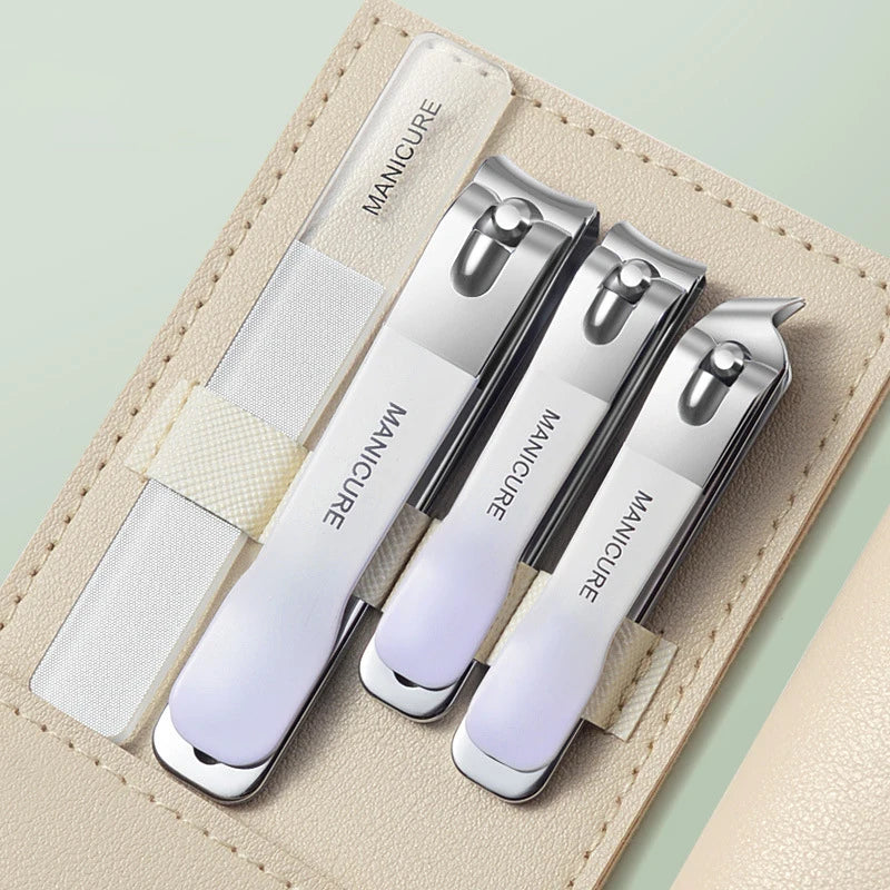 4/10PCS New Nail Clippers set 4 with Rotating Leather Bag Professional Trimmer Pedicure Care Tools Manicure Set Home Care Gift