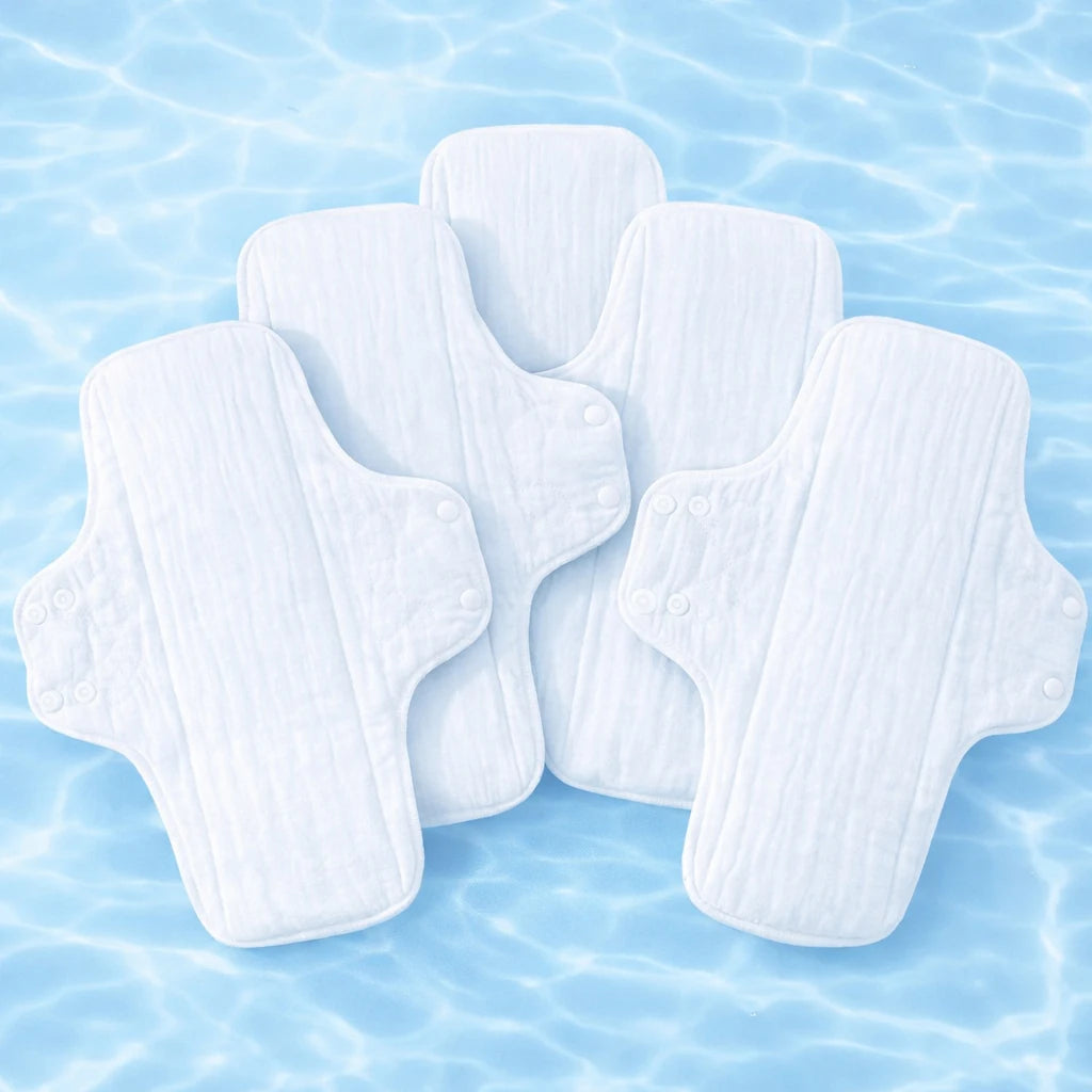 BIAI 5 Pieces Reusable Washable Cotton Pads Soft Skin Friendly Cloth Pads Reusable Reusable Pads for Women Cotton Sanitary Pad