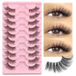 GROINNEYA Half Lashes Soft Natural Cat Eye Lashes Natural Look Nvisible Band Eyeashe Half Fake Eyelashes Fluffy Eyelashes