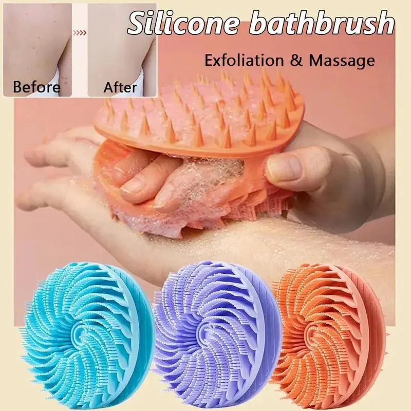 Silicone Body Scrubber Loofah Double-Sided Bath Brush,Shower Scrubber And Scalp Massager Shampoo Brush For Kids Women Men