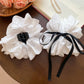Fresh Acrylic Fabric Flowers Hair Claw Clip for Women Elegant Bow Lace Imitation Pearls Hair Scratch Sweet Hair Accessories B1