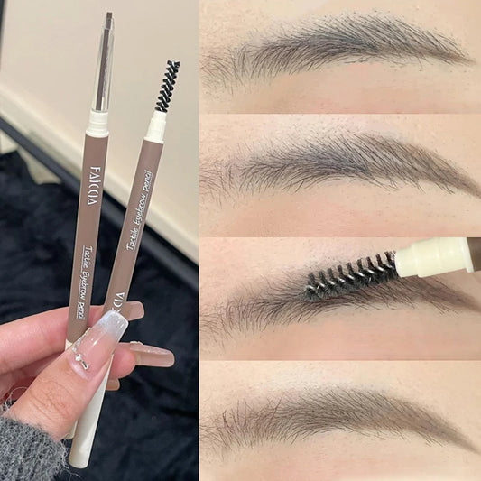 Waterproof Ultra Fine Eyebrow Pencil Double-Ended Eyebrow Pen Sweat-proof Long Lasting Professional Natural Black Eyebrow Makeup