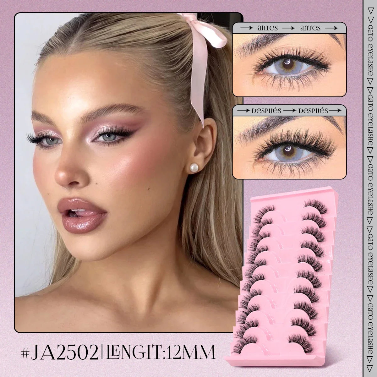 GROINNEYA Half Lashes Soft Natural Cat Eye Lashes Natural Look Nvisible Band Eyeashe Half Fake Eyelashes Fluffy Eyelashes