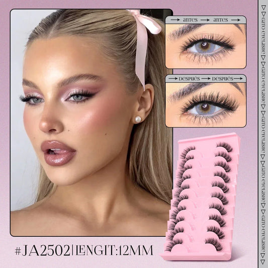 GROINNEYA Half Lashes Soft Natural Cat Eye Lashes Natural Look Nvisible Band Eyeashe Half Fake Eyelashes Fluffy Eyelashes