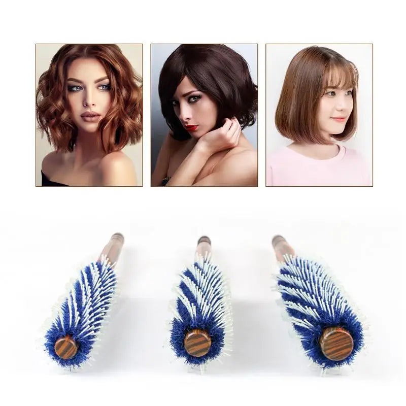 For Hair Curly Comb Barber Salon Anti Static Wood Natural Boar Bristle Hair Round Brush Hairdresser Styling Tool Teasing Brush