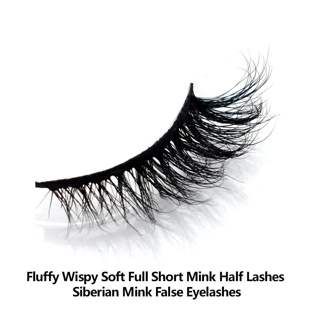 Half Eye Lashes Natural 3D Mink Short False Eyelashes Fluffy Wispy Cross Strip Fake Lashes Soft Half Eyelashes Extension Makeup