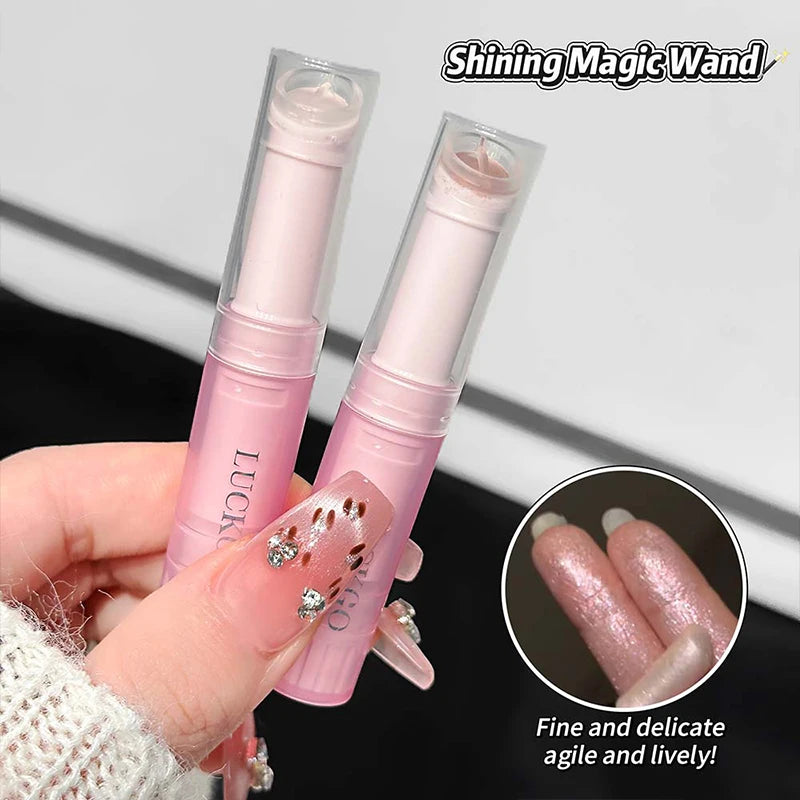 8 Colors Pearlescent Jelly Eyeshadow Stick Shimmer Brightening Highlighter Shadow Stick Waterproof Lasting Eyeshadow Makeup