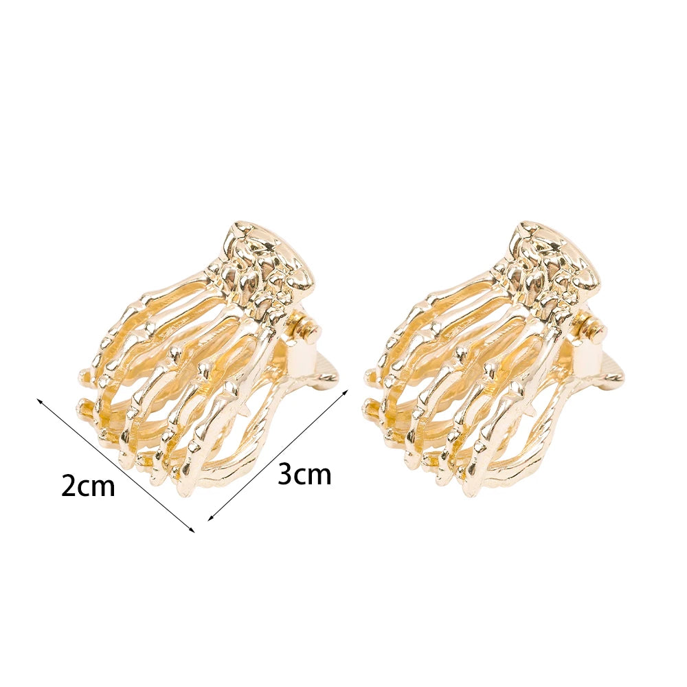 Fashionable Halloween Skeleton Hand Shark Clip Dark Gothic Punk Metal Ghost Claw Clip Exaggerated Ponytail Hair Accessories