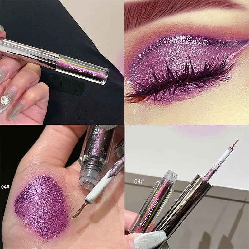 Chameleon Liquid Eyeshadow Eyeliner Sparkling Liquid Eye Shadow Metallic Shining Eye Shadow Liner Makeup Green Purple Silvery