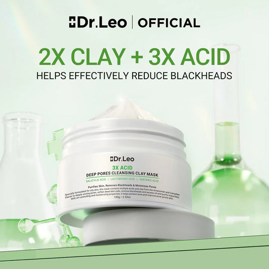 Dr.Leo White Clay Mask Black Heads Removal Deep Cleansing & Purifying Salicylic Acid Black Heads Removal Exfoliating Oil Control