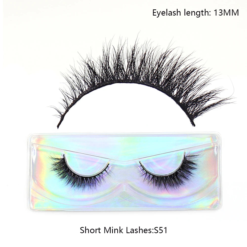 LEHUAMAO Maquiagem Short Natural Soft Mink Lashes Volume Fluffy Wispy Lashes 12mm-15mm False Eyelashes Eyelash Extensio Makeup