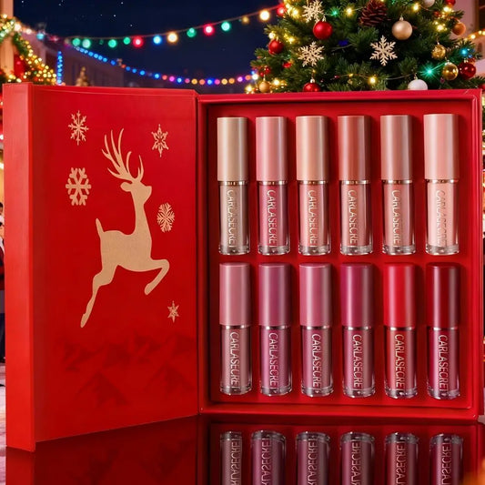 12 Color Book Matte Lipstick Set Non stick Cup Waterproof Lip Gloss Women's Makeup Long Lip Gloss Christmas Set