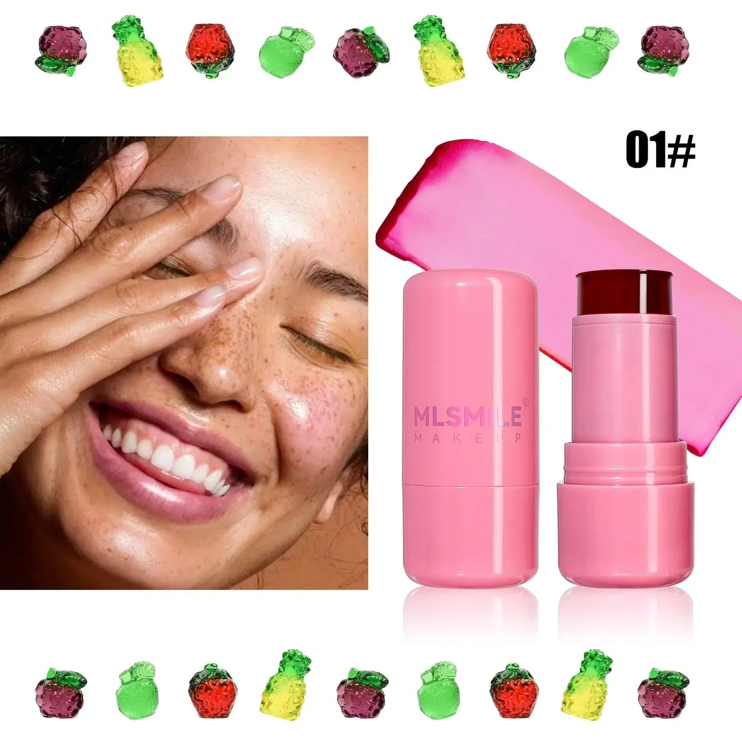 3-in-1 Milk Jelly Tint Facial Blusher Wand Moisturized Long Lasting Matte Rouge Cheek Contour Lipstick Sticker Beauty Makeup