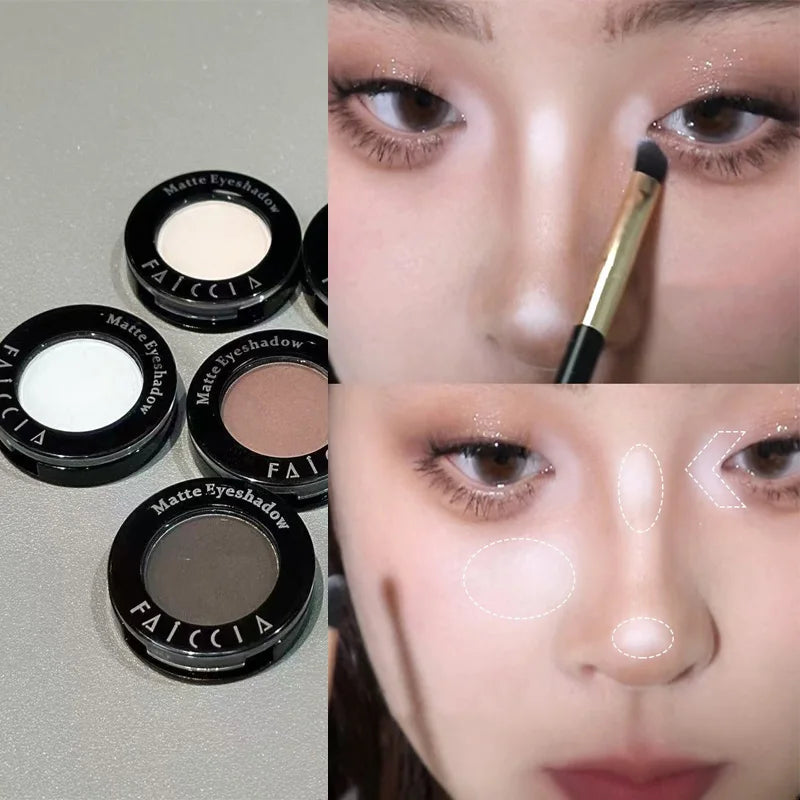Monochrome Matte Brown Eyeshadow Makeup Waterproof Lasting Shiny Green Eye Makeup Natural Brighten Eyeshadow Highlighter Palette
