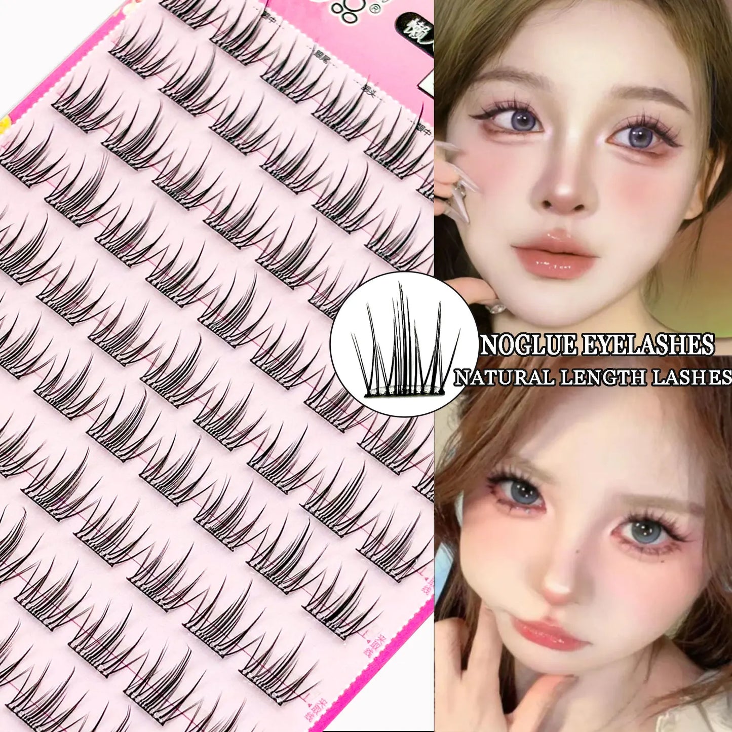 Noglue Eyelashes Natural False Eyelashes DIY Lashe Clusters Glue Strands Eye Lashes  Adhesive Eyelash Artificial Eyelashes