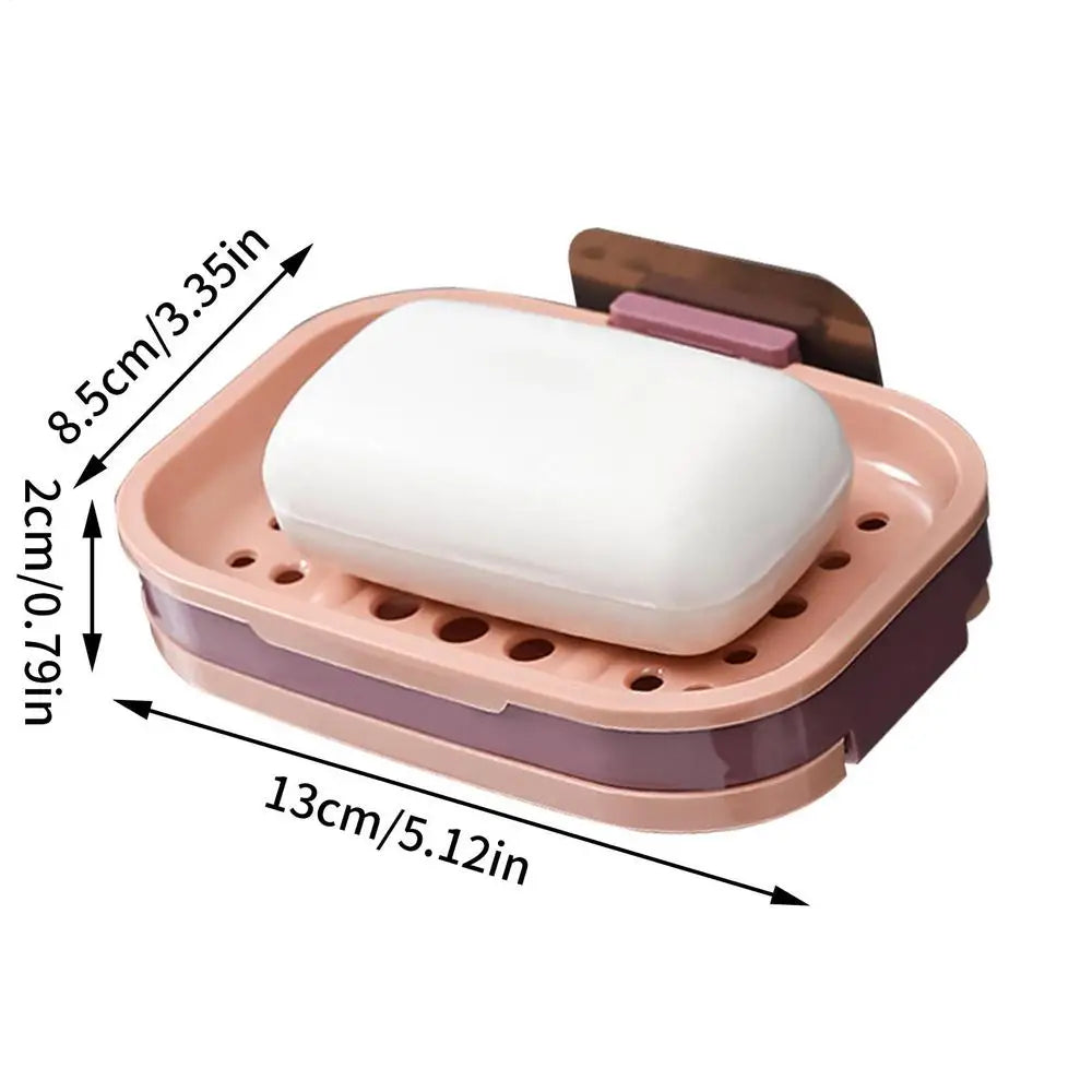 Shower Soap Dish Wall Mounted Soap Rack No Drilling Sponge Holder Tray Bathroom Organizer with Drain case for home shower room