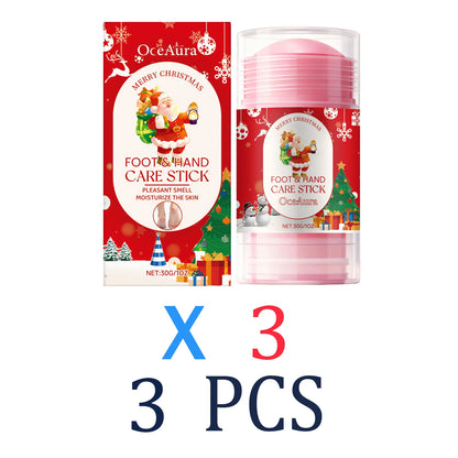 Christmas Holiday Gift Set Peach Scented Moisturizing Stick for Dry Hands & Feet Winter Skincare Hydrating Cream Barrier Repair