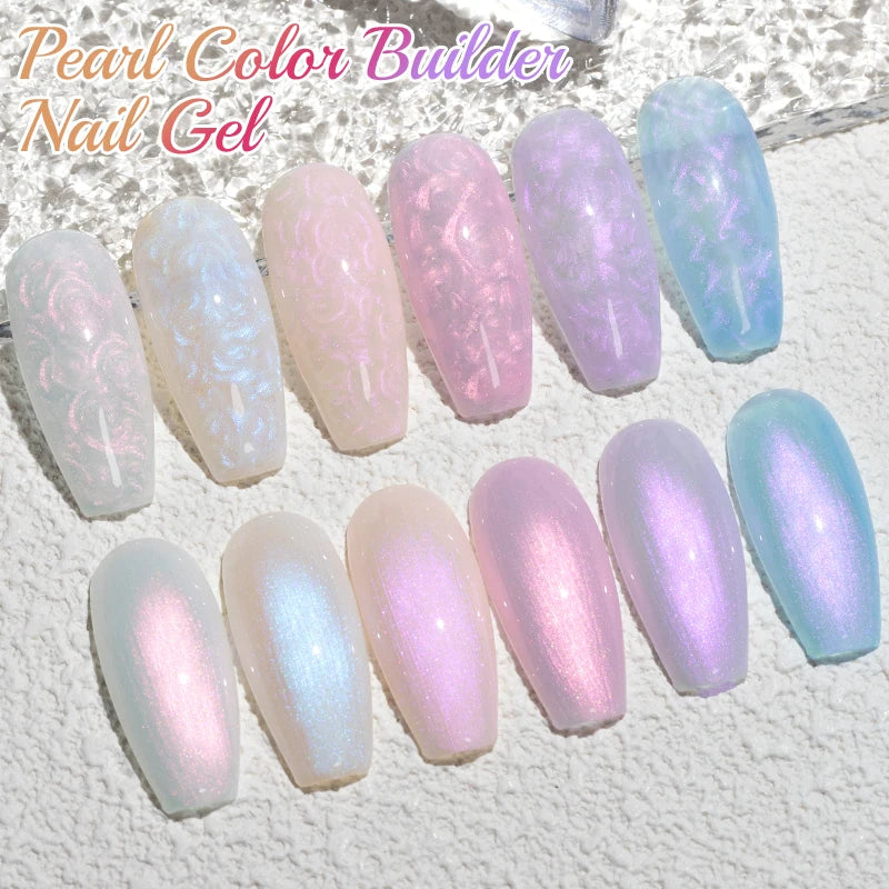 PUENTE Pearl Color Builder Nail Gel Polish Hema Free Shell Thread Glitter Nail Extension Semi-Permanent Construction Gel Varnish