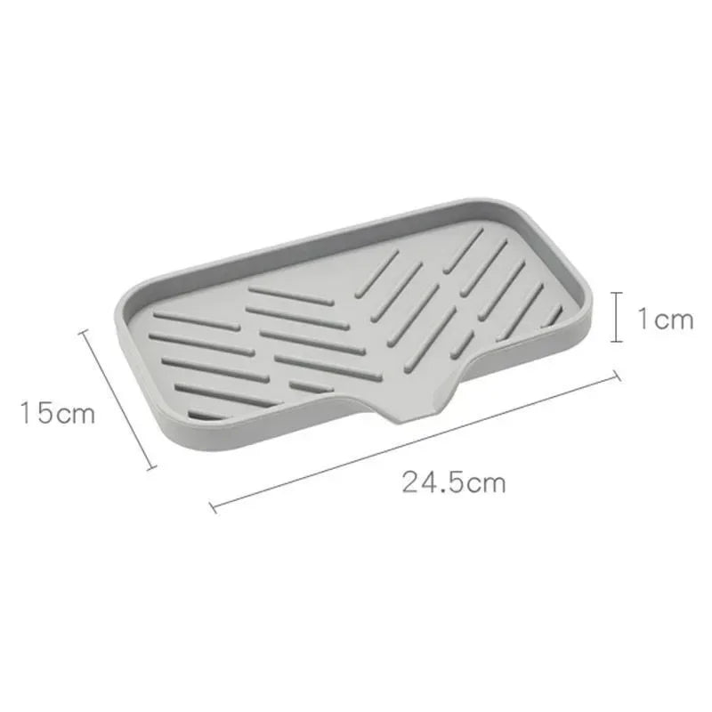 Self Draining Soap Bar Holder Silicone Kitchen Sink Soap Dish Sponge Tray Counter Caddy Organizer for Dish Soap Dispenser