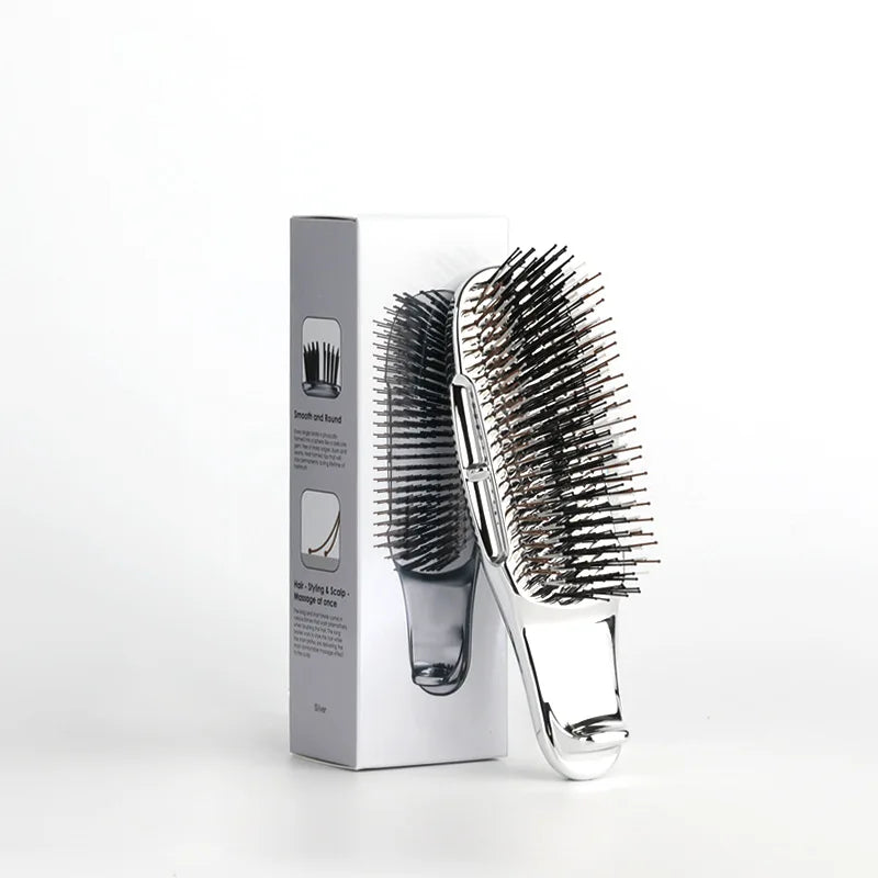 Electroplating Scalp Massage Comb Hair Detangling Brush Dry Wet Dual Use Wide Tooth Hairdressing Comb for Salon Home Travel