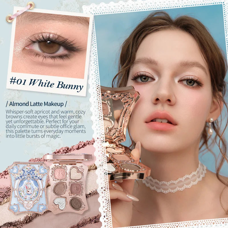 Flower Knows Makeup Bunny Garden Eyeshadows Collection 6-Color Long Lasting Makeup Natural Nudes Waterproof Eye Shadows Palette