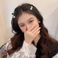 2/4pcs Pearl small fragrance side clip headpiece for women, exquisite black velvet bangs hair clip, retro new high-end clip