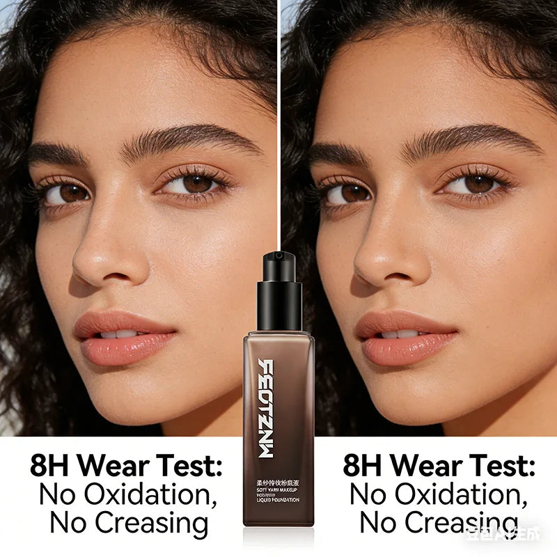 Feotznw foundation concealer, non-sticky powder, makeup primer, transparent foundation, conceals blemishes, women's cosmetics