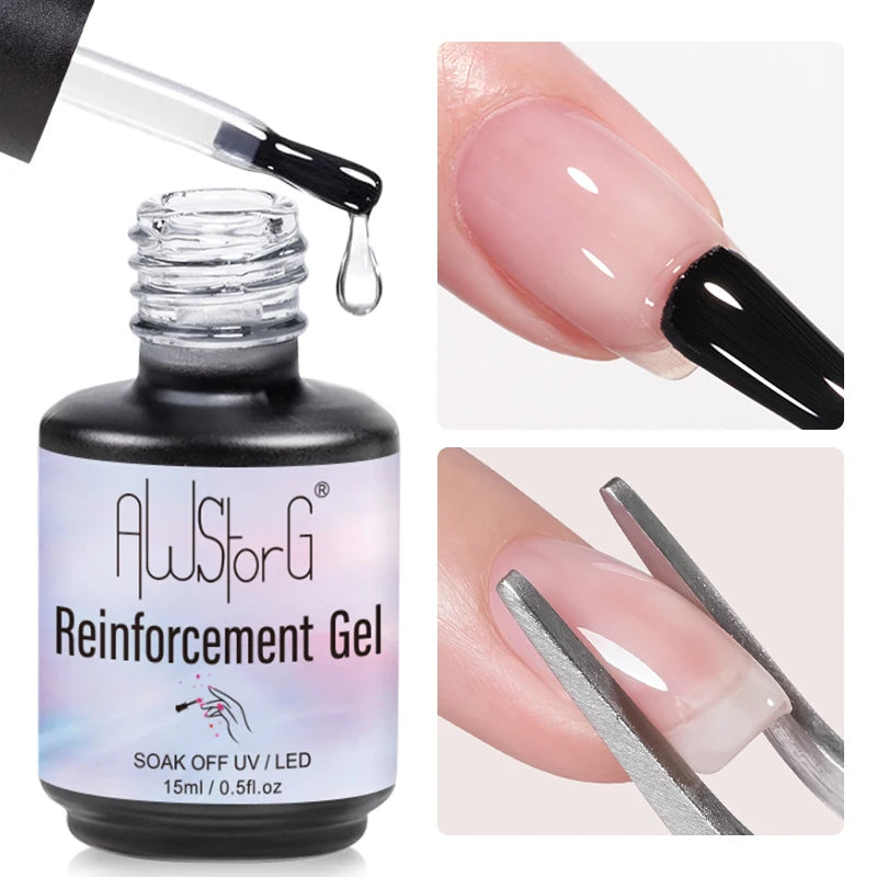 AWStorG 15ml 8 In 1 Reinforcement Gel Nail Gel Multifunctional Clear Gel Nail Polish Nail Strengthener Gel Nail Extension Hard