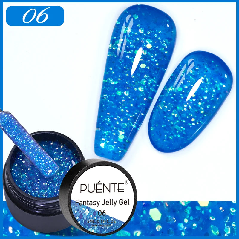 PUENTE Pearl Color Builder Nail Gel Polish Hema Free Shell Thread Glitter Nail Extension Semi-Permanent Construction Gel Varnish