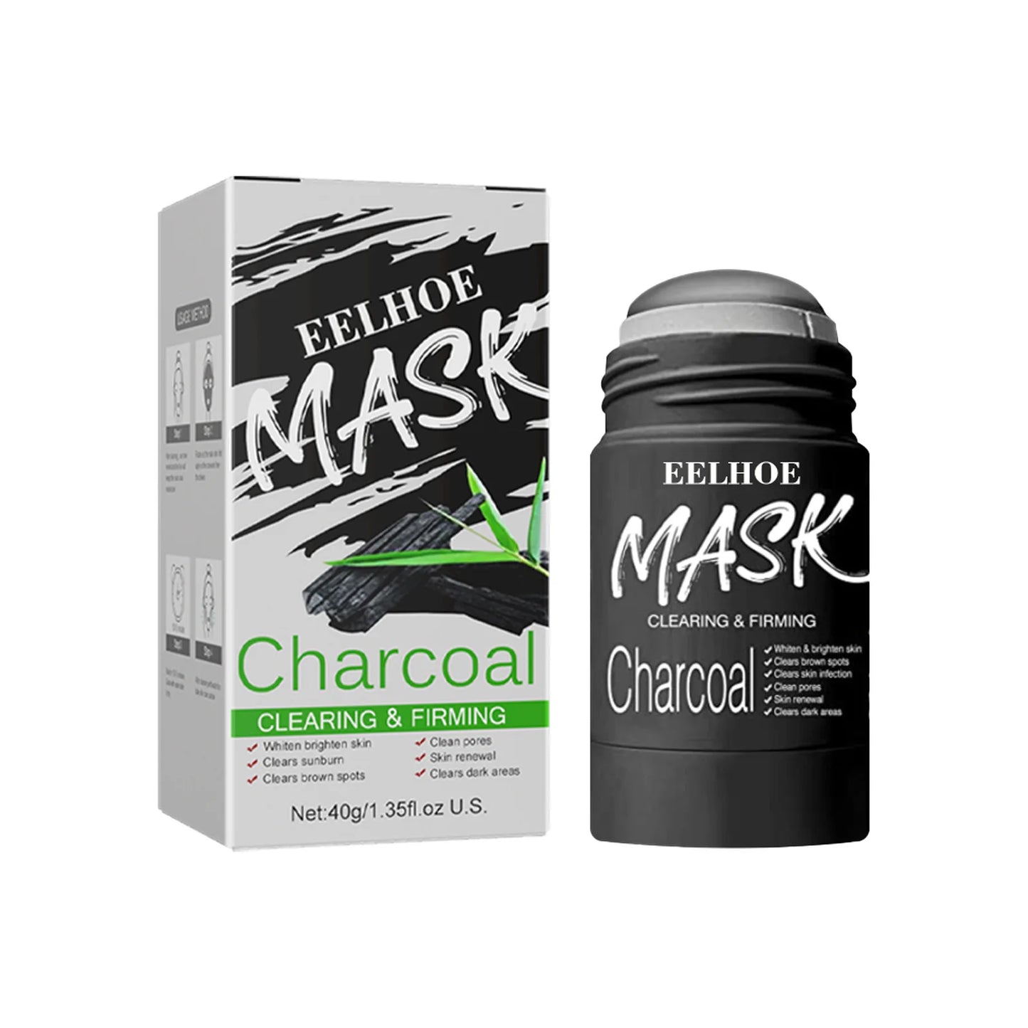 Green Tea Eggplant Solid Mask Series - Deep Facial Cleansing, Hydrating, Firming Skin, Leave-on Clay Mask Stick
