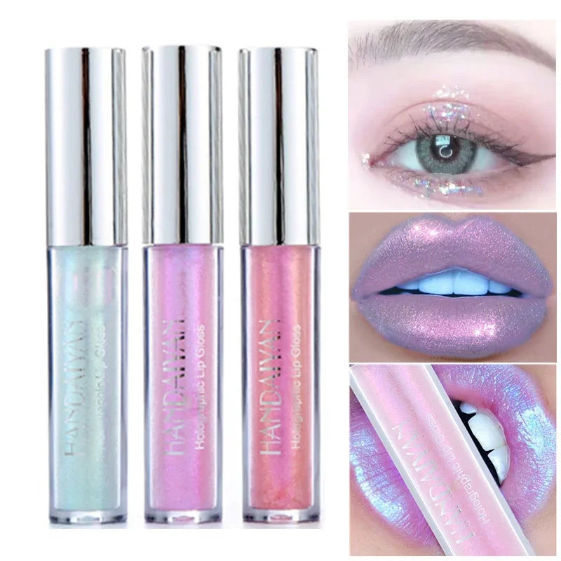 Liquid Crystal Glow Lip Gloss Laser Holographic Lip Tattoo Lipstick Pigment Glitter Lipgloss Lip Plumper Gloss Makeup