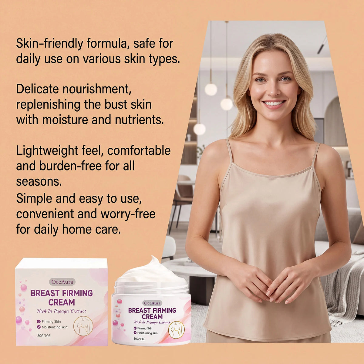 Papaya Extract Chest Care Cream Moisturizes Elastic Skin, Improves Sagging Chest Shape, Daily Chest SPA Massage Nourishing Cream