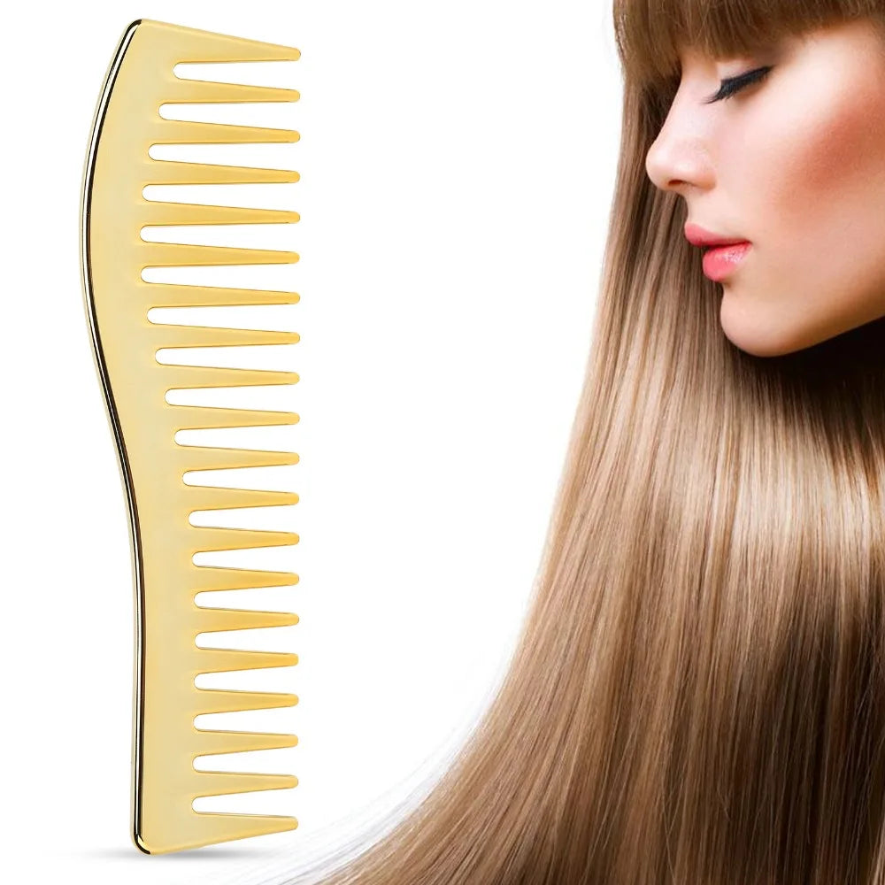 For Travel Use No Handle Wide Tooth Comb Large Size Gold Color Detangling Comb Plastic Professional Paddle Hair Comb Home Use