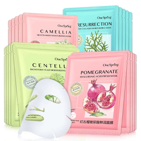 10pcs Centella Facial Masks Moisturizing Oil Control Anti-aging Repairing Fresh Fruits Face Sheet Mask Face Care skincare Masks