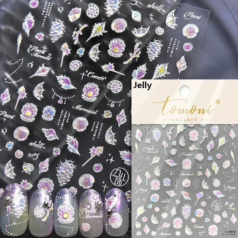 Magical Blow Bubbles Goldfish Bunny Rabbit Cat Kitten Shape Shiny Dreamy Bubbles 5D Nail Art Decorations Sticker Manicure Decal