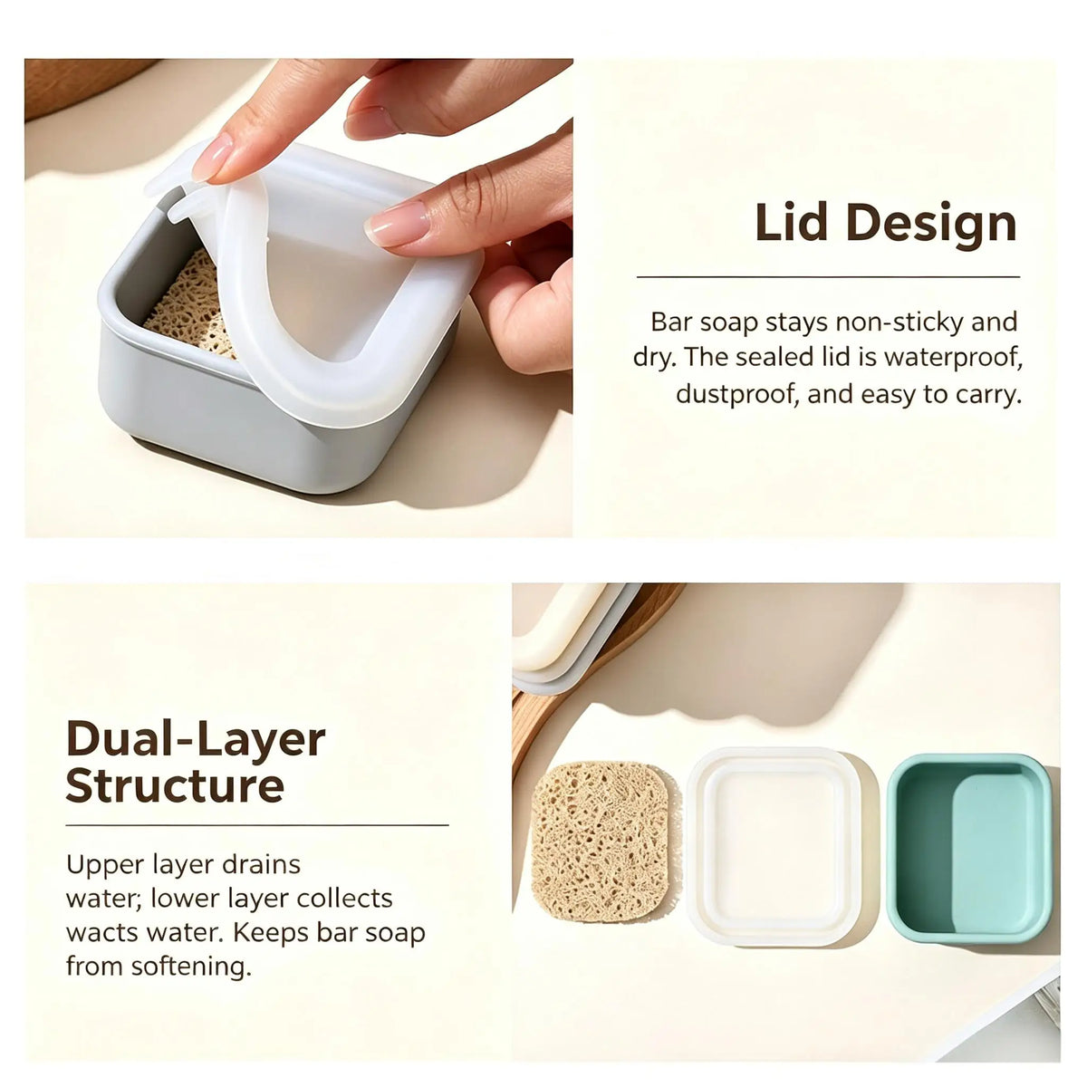 Portable Travel Silicone Soap Box, Waterproof Sealed Mini Bar Soap Holder for Outdoor, Kids & Daily Use