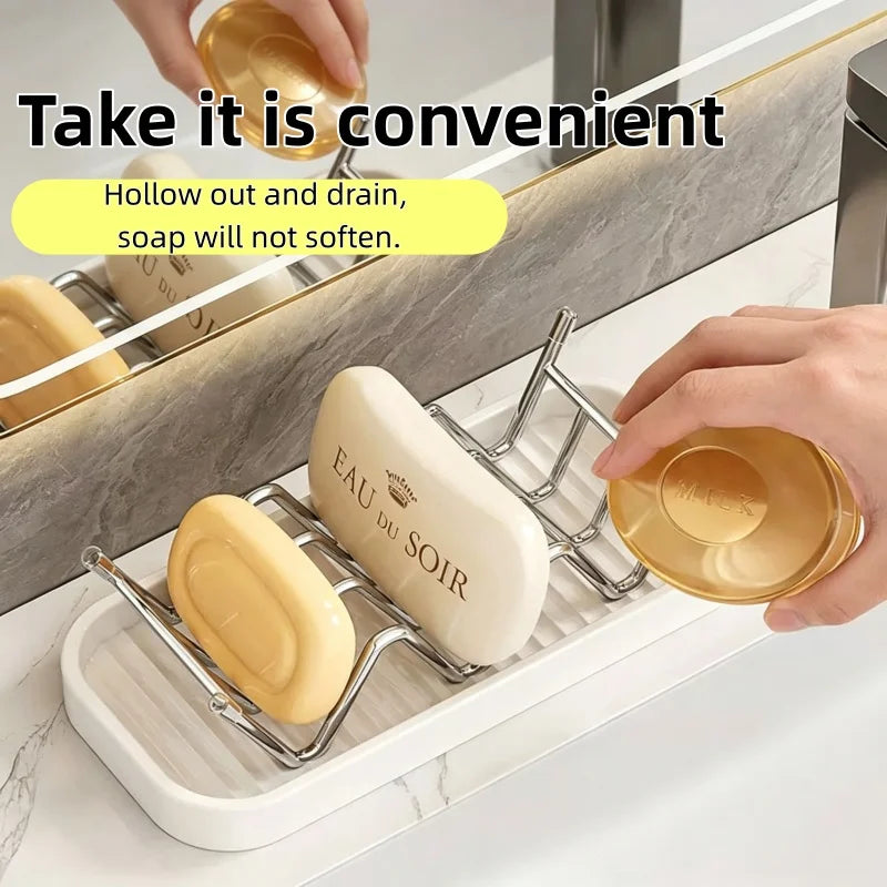 2pcs Wave Soap Rack Soap Box Soap Dish Soap Drain Box Bathroom Countertop Shelf Kitchen Storage Rack Multi-Compartment Soap Rack