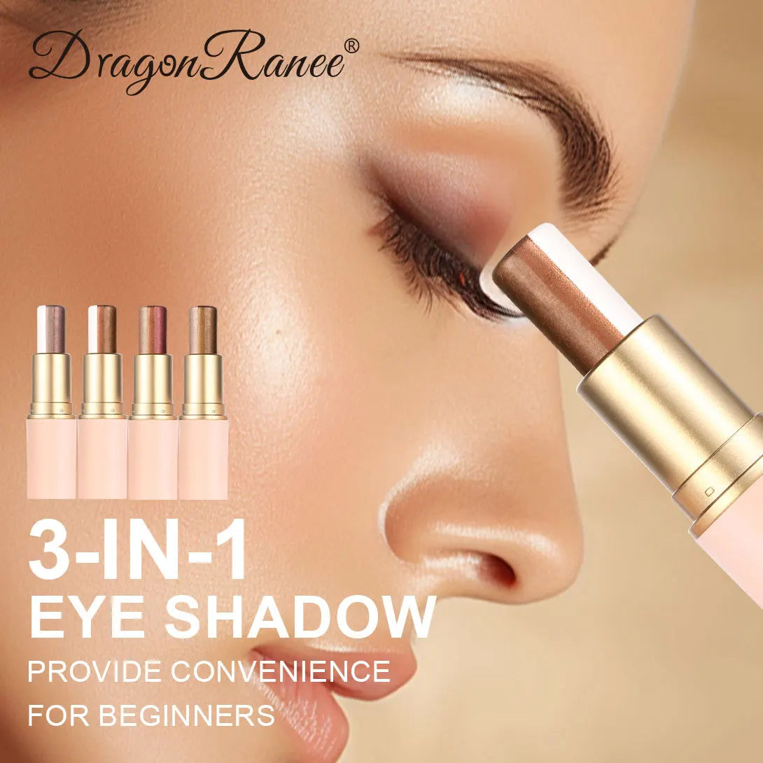 3-color Pearly Eyeshadow Stick Waterproof Metallic Glitter Eye Shadow High Pigmented Shimmer Eyeshadow Highlighter Makeup Stick