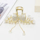 Rhinestone Tassel Hair Claw Golden Bow Flower Hair Clip Hairpin For Women Elegant Ponytail Fashion Hair Accessories