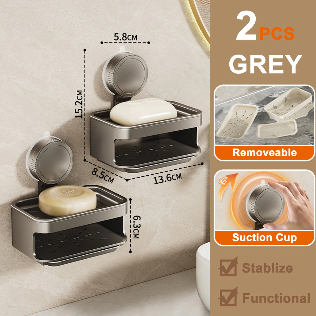 1Pcs Double-Layer Soap Container Bathroom Soap Dishes Holder Self Draining Soap Box with Suction Cups for Bathroom Accessories