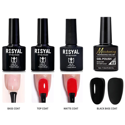 Jelly Gel Polish, 24 Colors Trendy Neon Jelly Gel Nail Polish Kit Glossy Crystal Transparent Gel Polish Nude Pink Purple Green B
