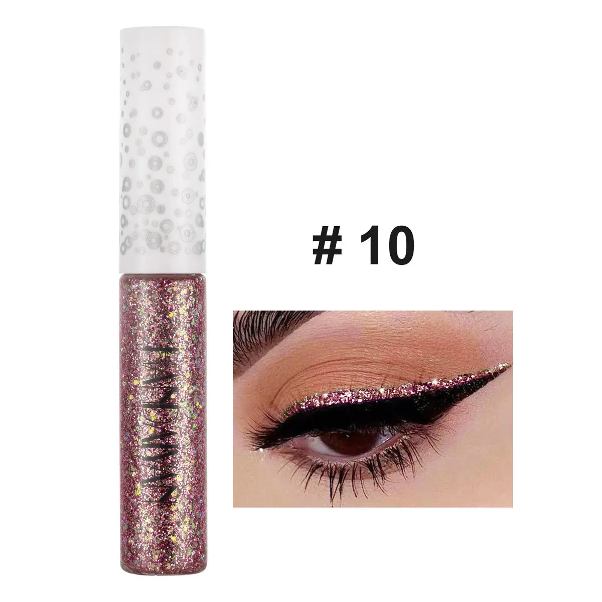 HANDAIYAN 12 Colors Shiny Eye Liners Pigment Silver Rose Gold Color Glitter Liquid Eyeliner Metallic Colorful Makeup For Women