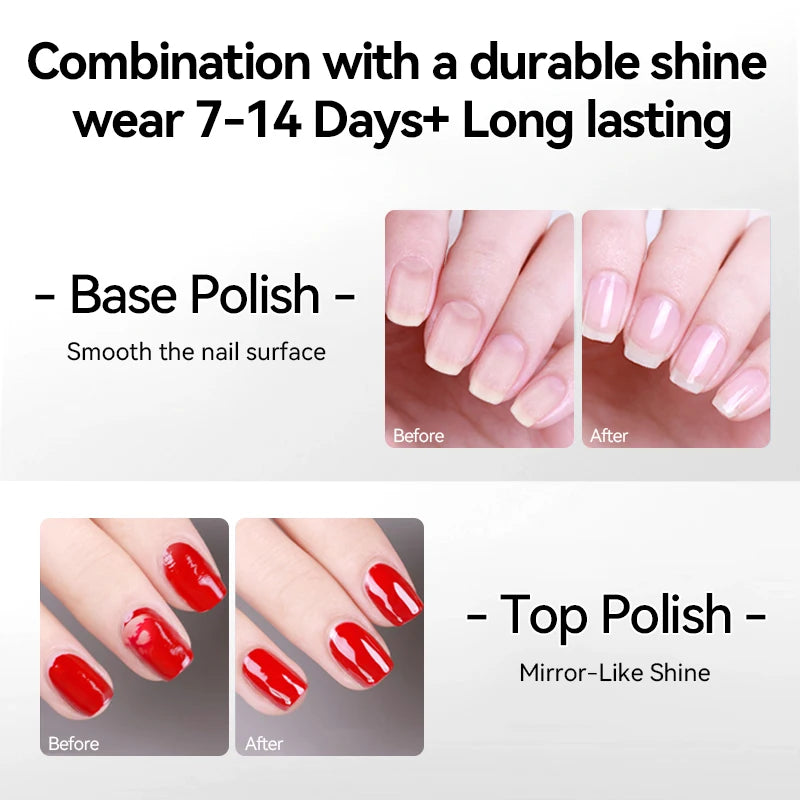 LILYCUTE 7ml Clear Nail Base Top Polish Nail Care Polish Milky White Pink Strengthener Nail Hardener Long Lasting Nail Varnish