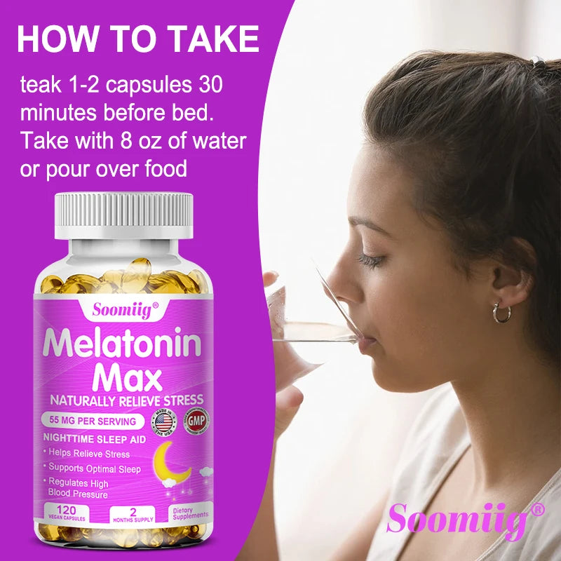 Melatonin 55mg - with MSM, Zinc, Vitamin D3 & B6, Fall Asleep Faster, Stay Asleep Longer, Easy To Take, Vegan Non-GMO Supplement