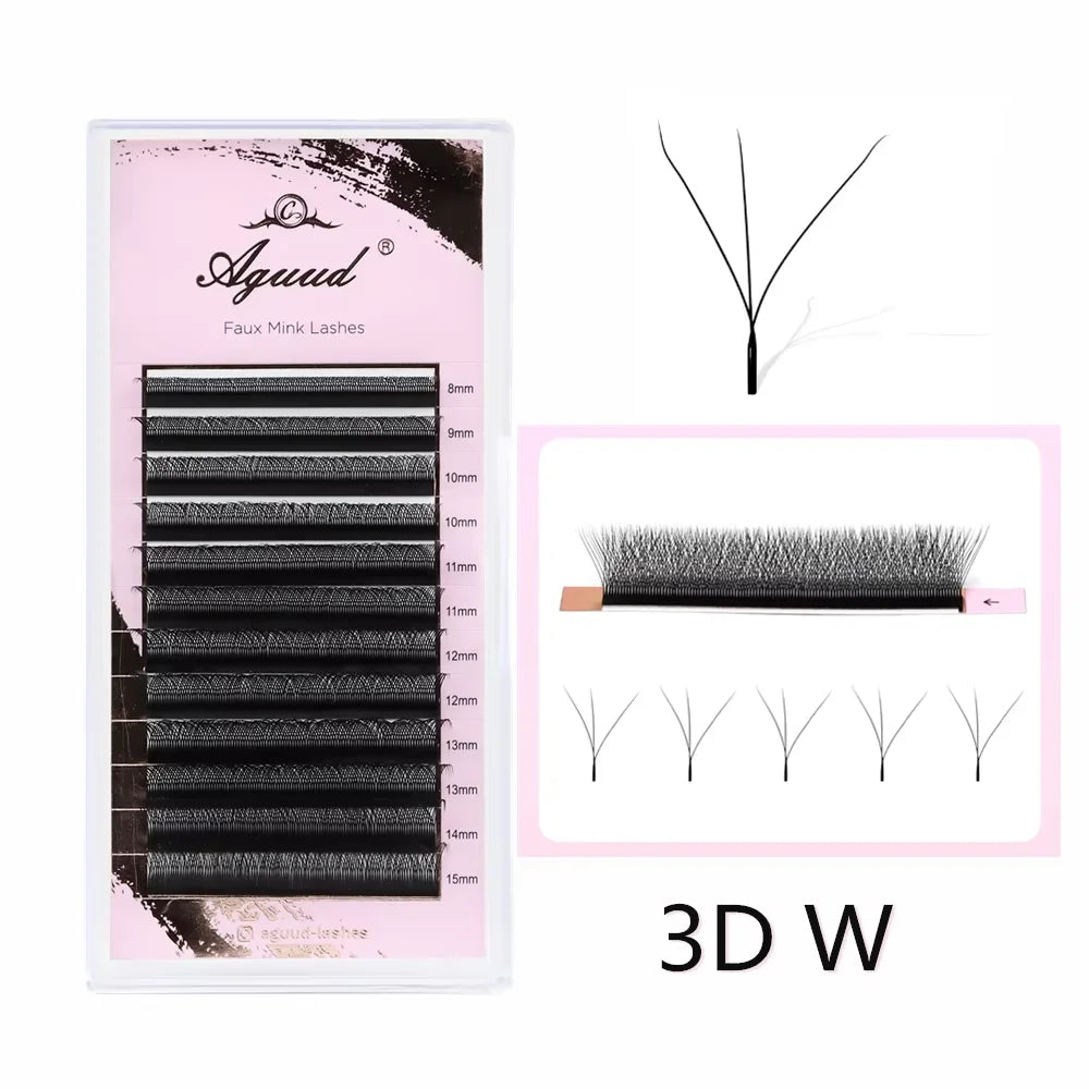 AGUUD Single Tip 2D Y Eyelash Extension Ultra-thin Y Lash Extension Lightweigh Premium Mesh Net Cross Lash 2D Volume Fans Lashes