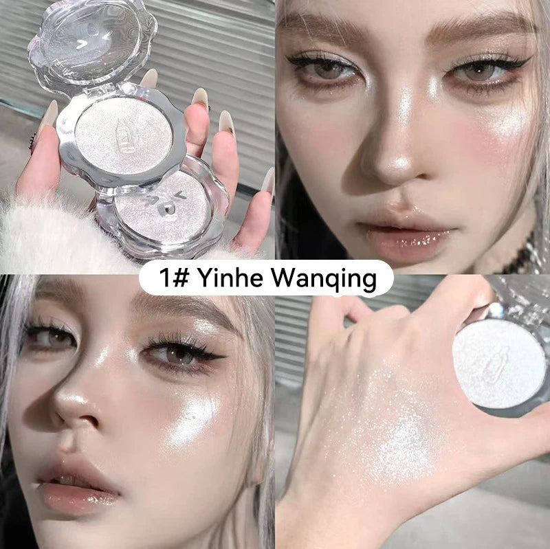 Natural three-dimensional highlighter powder, modify and brighten the silkworm, hold makeup and show color, fine highlighter