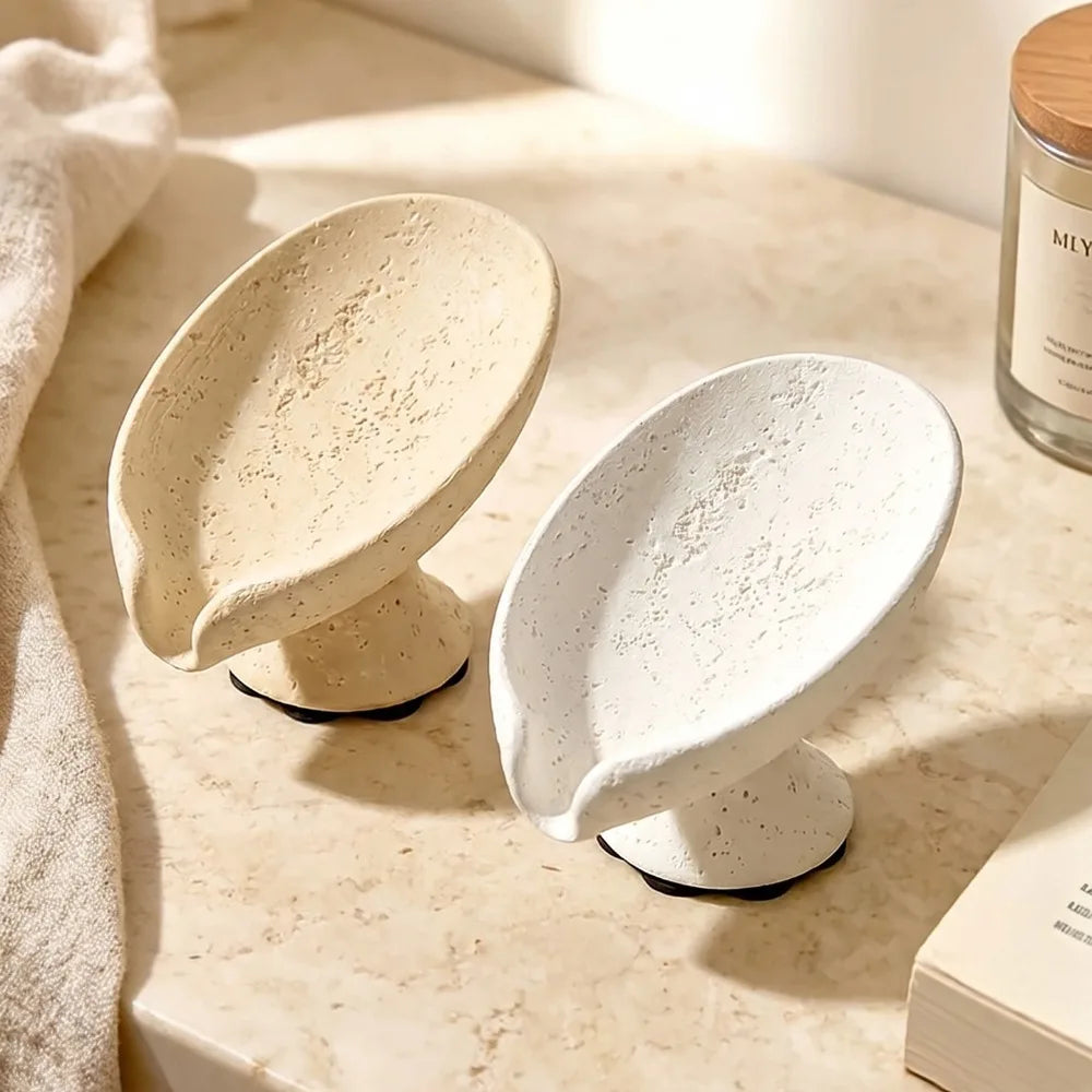 Luxury Travertine Lotus Leaf Draining Soap Dish Minimalist Soap Box Soap Holder Storage Rack For Bathroom Hotel Use