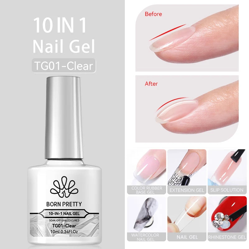 BORN PRETTY 10ml Sparkling Glitter Reflective Gel Nail Polish Sparkly Holo Shiny Pink Silver Black Gel Nail Art Salon Varnish