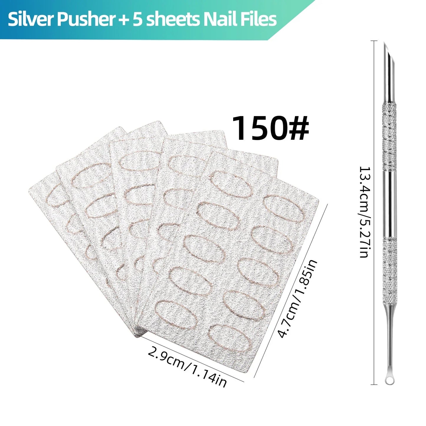 Double-Tip Stainless Steel Cuticle Pusher Grinder Circular Beveled Edge Gentle Dead Skin Removal Nail Tool Manicure Cuticle Care