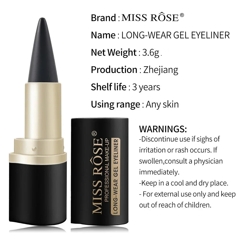 Miss Rose Black Long-Lasting Eye liner Pen Makeup 24-Hour Waterproof Gel Eye Shadow Eyeliner Pencil Kajal Eye Shimmer Cosmetics